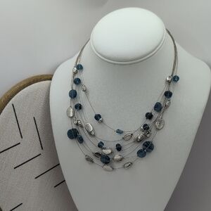 Lia Sophia Silver and Blue Multi-Strand Necklace